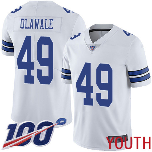 Youth Dallas Cowboys Limited White Jamize Olawale Road #49 100th Season Vapor Untouchable NFL Jersey